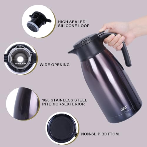 GiNT 1.9L / 64Oz Thermal Coffee Carafe, Insulated Stainless Steel Coffee Carafes for Keeping Hot/Double Walled Vacuum Thermal Carafe (Purple) - Image 3