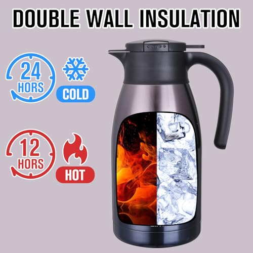 GiNT 1.9L / 64Oz Thermal Coffee Carafe, Insulated Stainless Steel Coffee Carafes for Keeping Hot/Double Walled Vacuum Thermal Carafe (Purple) - Image 2
