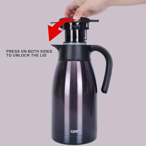GiNT 1.9L / 64Oz Thermal Coffee Carafe, Insulated Stainless Steel Coffee Carafes for Keeping Hot/Double Walled Vacuum Thermal Carafe (Purple) - Image 5