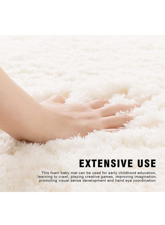 25 قطعة سجادة لعب إسفنجية 30x30 سم سجادة ألغاز أرضية ناعمة من القطيفة المتشابكة من الفوم المتشابك وسادة وسادة حماية أرضية يوجا واللياقة البدنية سجادة لعب للأطفال بيضاء - Image 4