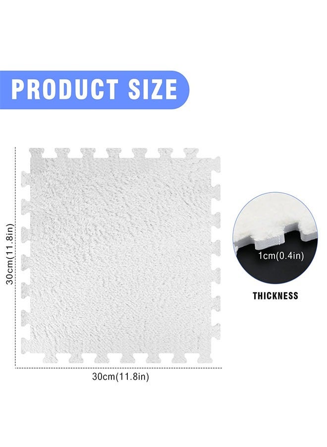 25 قطعة سجادة لعب إسفنجية 30x30 سم سجادة ألغاز أرضية ناعمة من القطيفة المتشابكة من الفوم المتشابك وسادة وسادة حماية أرضية يوجا واللياقة البدنية سجادة لعب للأطفال بيضاء - Image 2