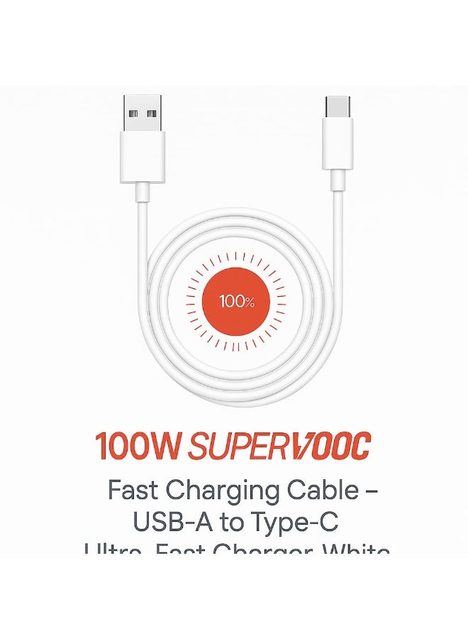 وصلة كابل شحن  100 واط سوبر فوك GaN سريع الشحن USB-C بطول 1 متر متوافق مع اجهزة ريلمى - Image 1