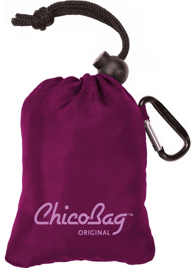 ChicoBag Original Compact Reusable Grocery Bag W/Attached Pouch And Carabiner Clip Perfect For Shopping Travel Organization Ecoconscious Packable Tote Boysenberry (Pack Of 1) - Image 2