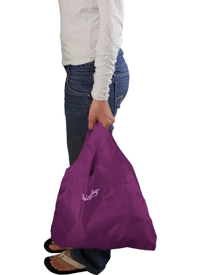 ChicoBag Original Compact Reusable Grocery Bag W/Attached Pouch And Carabiner Clip Perfect For Shopping Travel Organization Ecoconscious Packable Tote Boysenberry (Pack Of 1) - Image 4