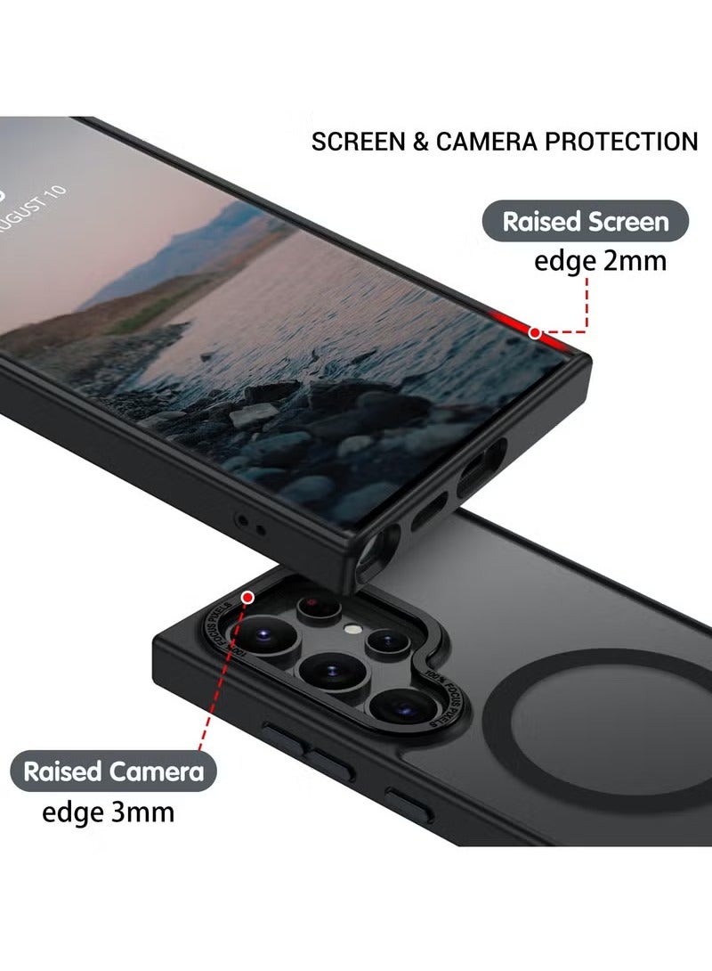 Case for Samsung S25 Ultra, Compatible with MagSafe, Translucent Frosted Magnetic Shockproof Back Cover with Powerful Magnet, Ultra Comprehensive Protective Case for Galaxy S25 Ultra 5G (Black)  - Image 4