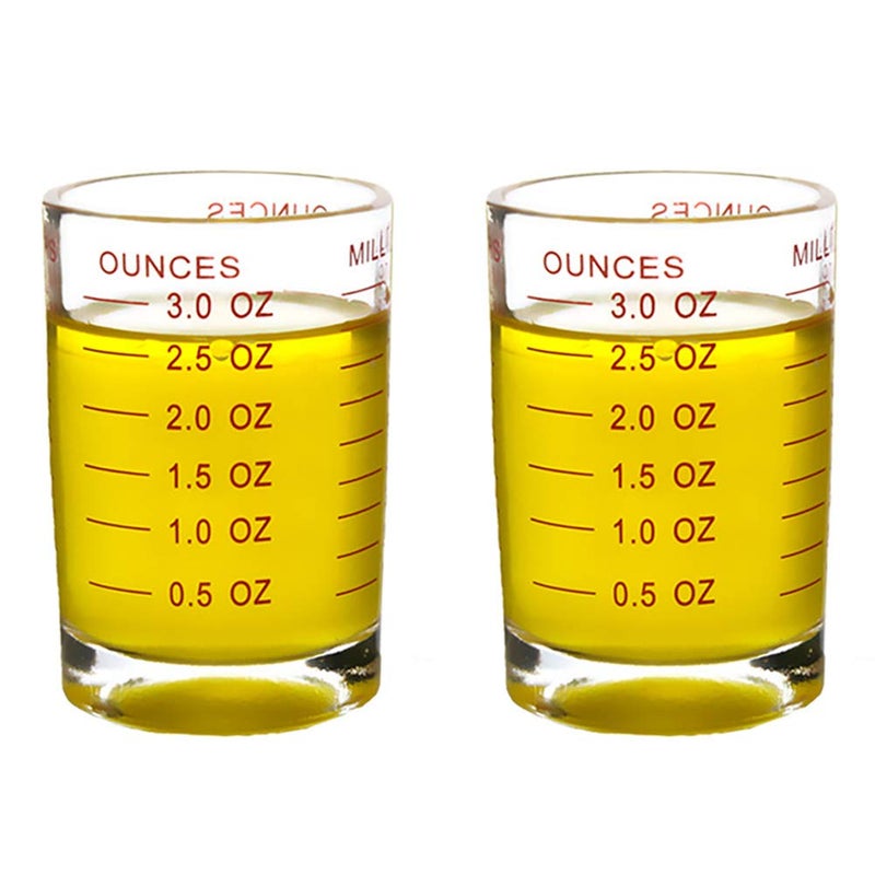 Shot Glass Measuring Cup 3 Ounce90ML Liquid Heavy High Espresso Glass Cup 2 pcs by TIYOORTA Red 90ML 2PCS