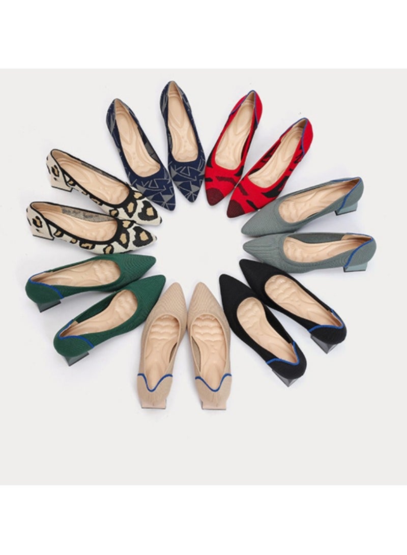 KUYING New Soft Sole Knitted Pointed Single Shoes - Image 2