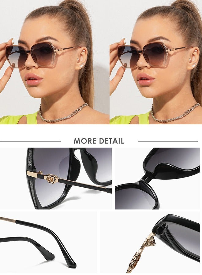 آأزورب نظارات شمسية نسائية فاخرة للسفر والاستخدام اليومي والنساء - فريد بشكل نضارات - حماية من الأشعة فوق البنفسجية 400 - نظارات نظارة عالية الجودة مع تدرج الألوان - أفضل اختيار لعشاق النظارات نضرات أسود بني - Image 4