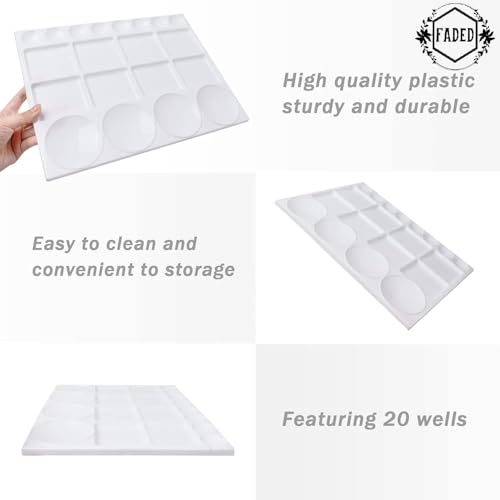 Faded 20-Well Rectangular Plastic Painting Palette (32.5 x 25 cm) – Lightweight Color Mixing Tray for Acrylic, Oil & Watercolor – Ideal for Artists, Students & Professional Painting Projects - Image 2