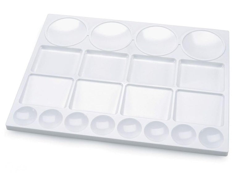Faded 20-Well Rectangular Plastic Painting Palette (32.5 x 25 cm) – Lightweight Color Mixing Tray for Acrylic, Oil & Watercolor – Ideal for Artists, Students & Professional Painting Projects - Image 1