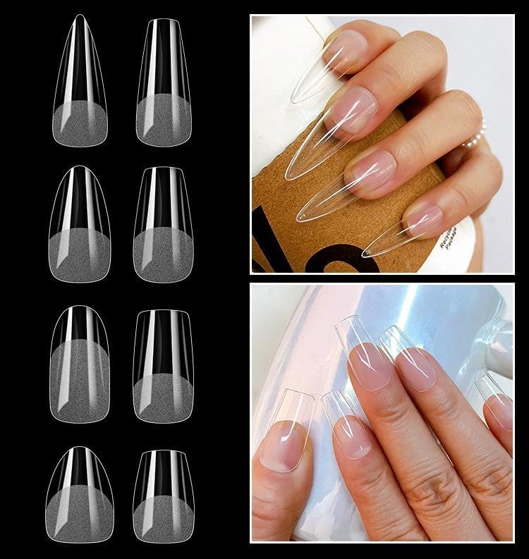 QUEENFINGER Gel X Nail Tips, Soft Gel Full Cover Clear Acrylic Nail Extensions for Manicure Nail Art Salon or Home DIY Use Medium Length (600Pcs, #QF5) - Image 5