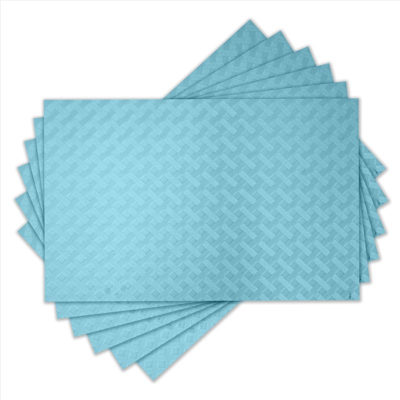 ElastPro Placemat Set of 6 Heat-Resistant Place Mats Stain Resistant Washable, Dining Table and Fridge Mat (Diagonal Pattern, Light Blue) - Image 5