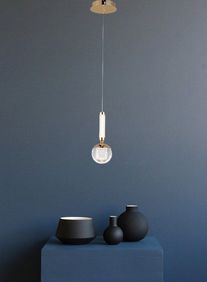باي فور ليس إضاءة عصرية من BUY4LESS  مصباح معلق فردي، مصباح LED أكريليك، لون ذهبي فرنسي، 28×15 سم، مناسب لغرفة النوم، بجانب السرير، بجانب المرآة، المقهى، طاولة المطبخ، ارتفاع قابل للتعديل - Image 1