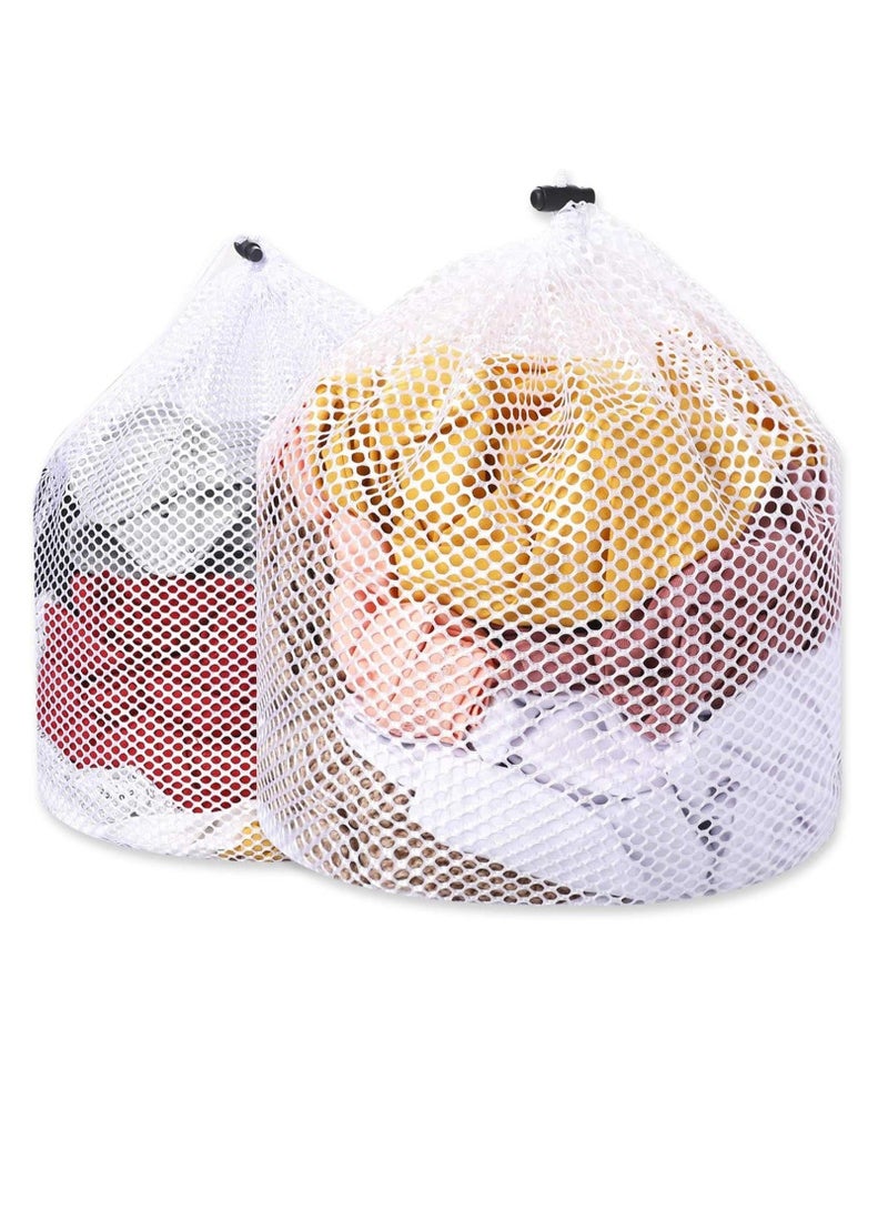 Y&D 2 Packs Laundry Bags Mesh Wash Bag Travel Bags, College Drawstring Design for Blouse Baby Clothes Underwear Dirty Package (50x60/60x80cm)  - Image 1