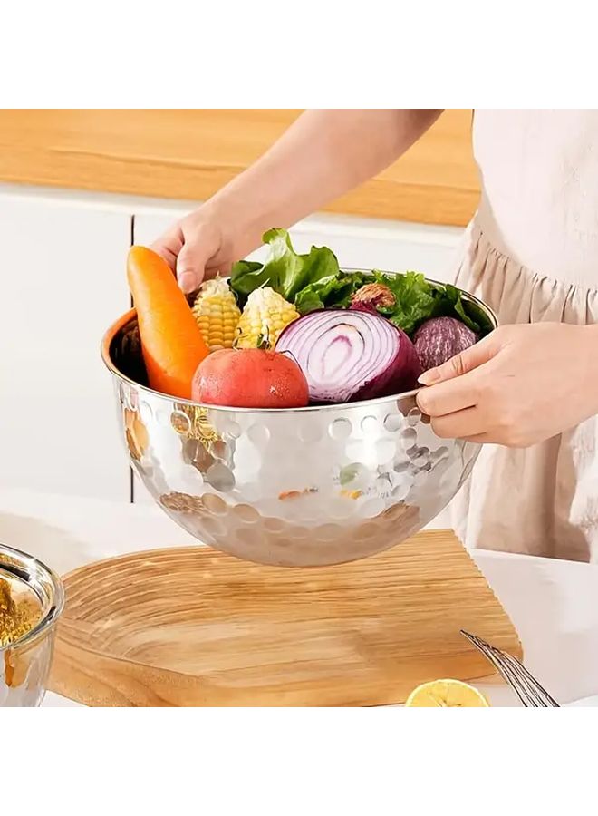 وعاء سلطة أوروبي الطراز مطروق فضي، طبق خَبْز للمطبخ، وعاء خفق البيض - Image 2