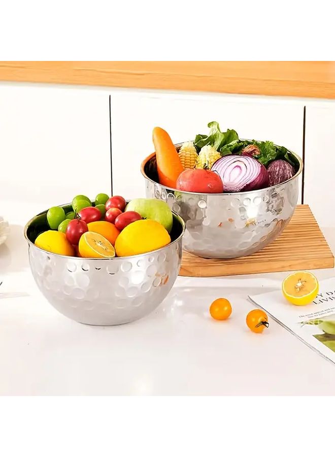وعاء سلطة أوروبي الطراز مطروق فضي، طبق خَبْز للمطبخ، وعاء خفق البيض - Image 4