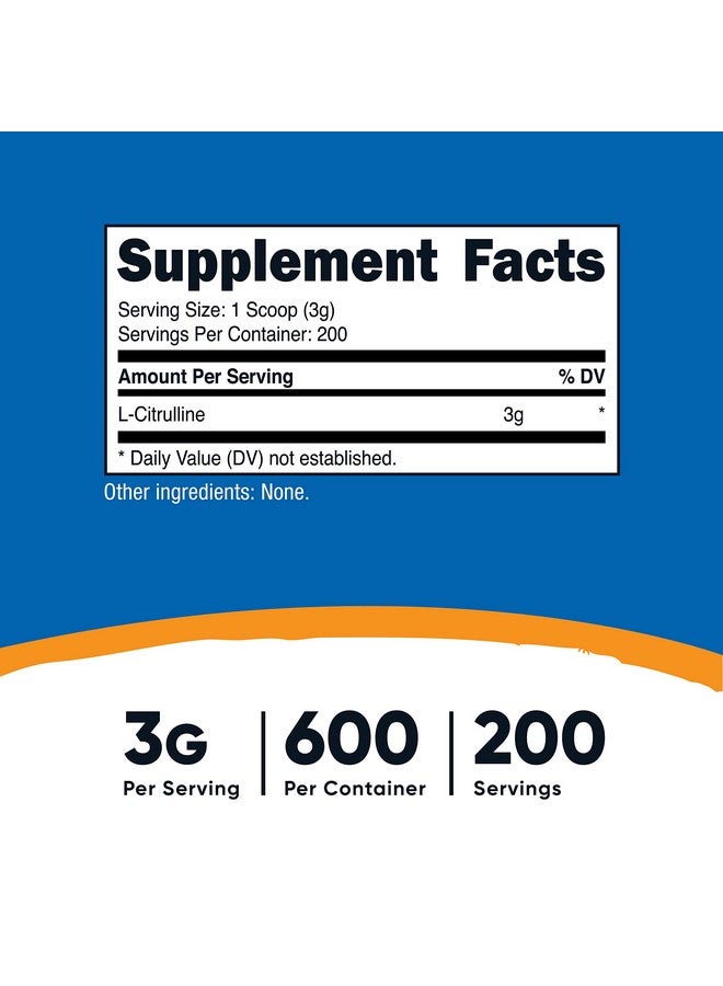 Nutricost مسحوق لسيترولين النقي (قاعدة) (600 جرام) - Image 3