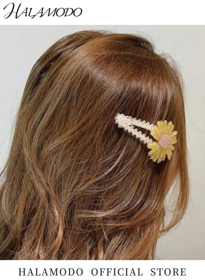 HALAMODO Handcrafted Sunflower Hairpin Yellow Floral Design with Sparkling Crystal Accents Secure Metal Clip Elegant and Versatile for Hair Decoration Weddings and Special Occasions - Image 3
