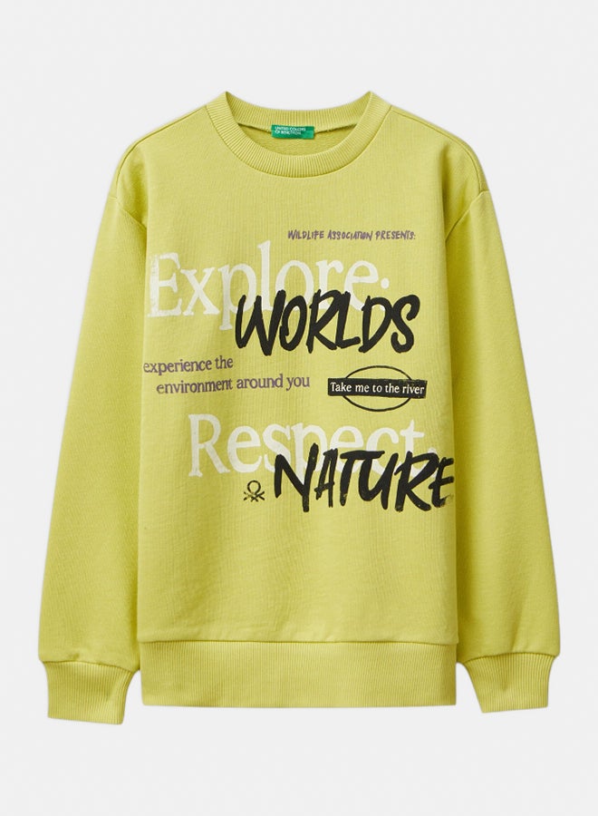 Benetton Boys Sweatshirt with slogan print - Image 1
