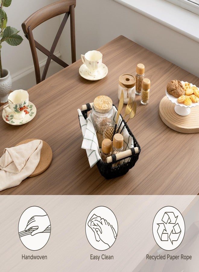 StorageWorks Black Wicker Storage Basket for Organizing with Wooden Handles, Small Woven Basket for Bathroom, Toilet Paper, 2-Pack - Image 5