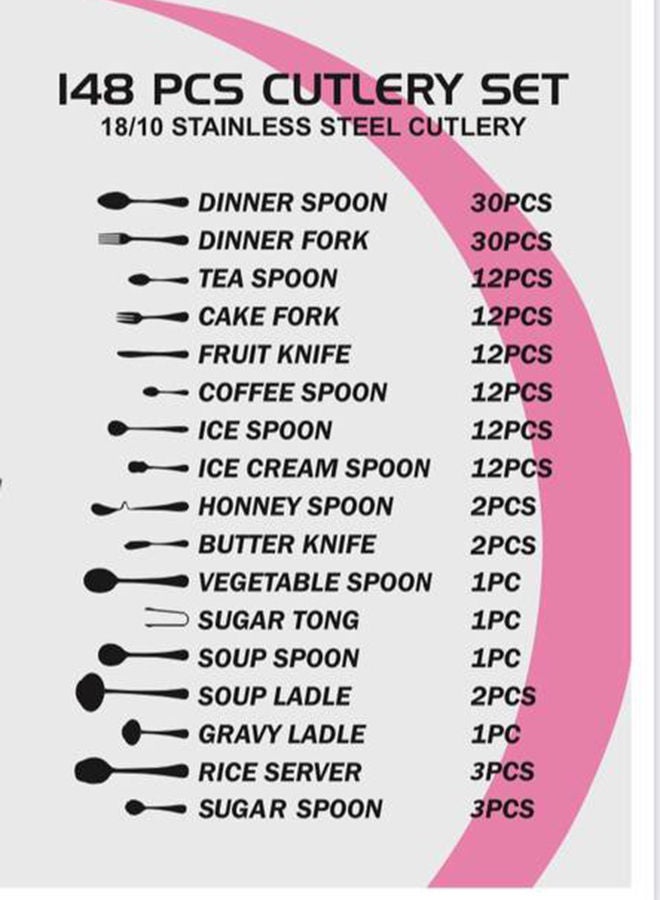DESSINI طقم أدوات مائدة ديسيني 148 قطعة فضي/ذهبي - Image 2