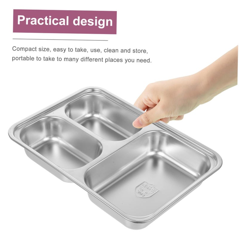Stainless Steel Three Compartment Suction Plate For Toddlers Portion Control Serving Tray - Image 4