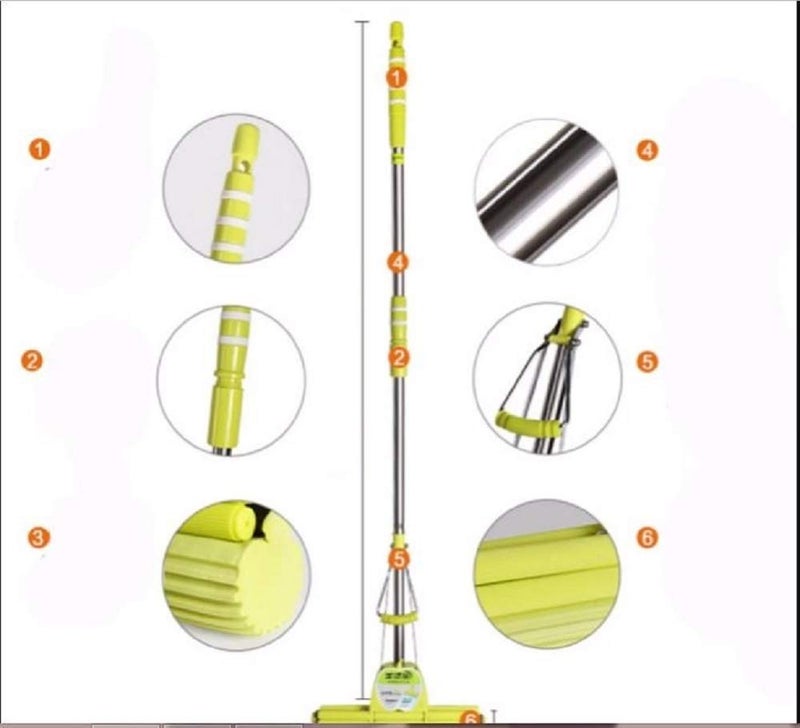 N M Z PVA Sponge Head Sturdy Fiber Double Roll Commercial Water Absorption Telescopic Fast Mop Multicolour 88 x 27 x 6 cm - Image 1