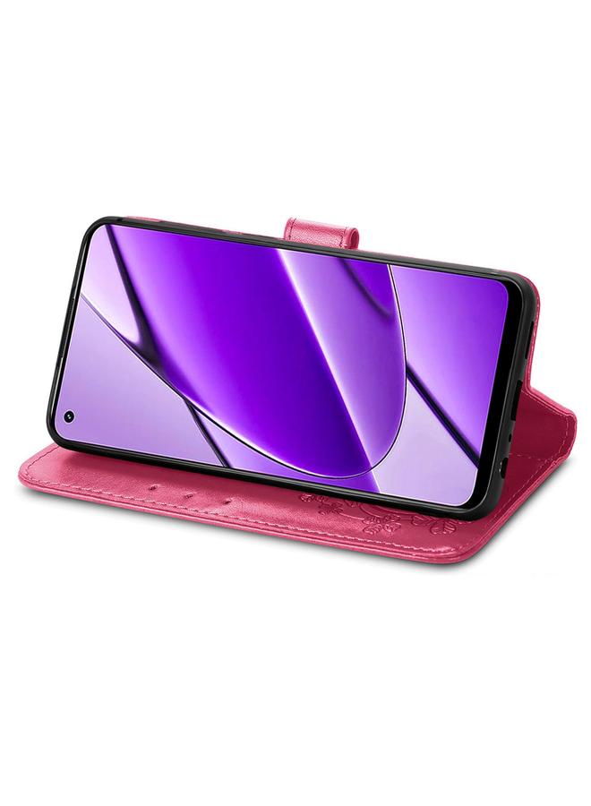 S-TOP Case For Realme 11 4G Global Four-leaf Clasp Embossed Buckle Leather Phone Case - Image 4