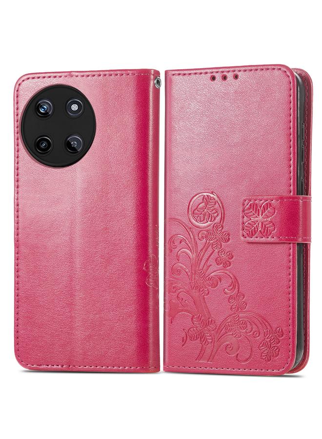 S-TOP Case For Realme 11 4G Global Four-leaf Clasp Embossed Buckle Leather Phone Case - Image 2