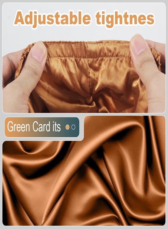 Merdia 10.6 Inches Adjustable Satin Hair Bonnet for Sleeping | Elastic Non-Slip Reusable Shower Hair Caps for Women | Double Layers Shower Cap for Women | Satin Silk Bonnet for Curly Hairs (Khaki & Green) - Image 3