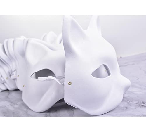 RUSVNO 15 PCS Cat Mask, DIY Unpainted Masquerade Masks, Paper Mache Art Masks - Image 4