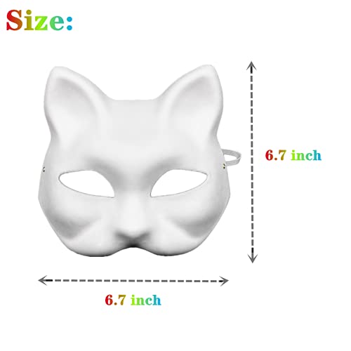 RUSVNO 15 PCS Cat Mask, DIY Unpainted Masquerade Masks, Paper Mache Art Masks - Image 2