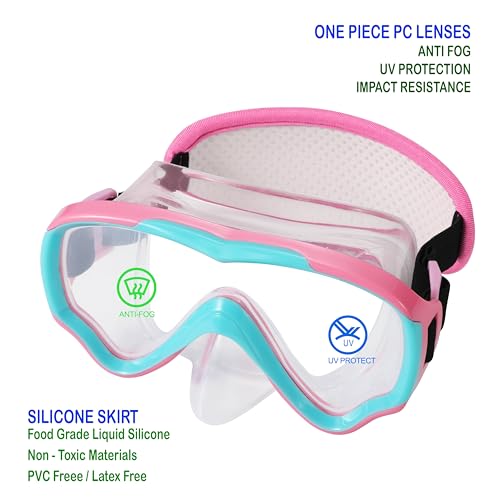 RUIGAO 2PK Goggles Kids 6-14, Diving Mask Neoprene Padded Strap，Water Goggles Do not Pull Hair - Image 3