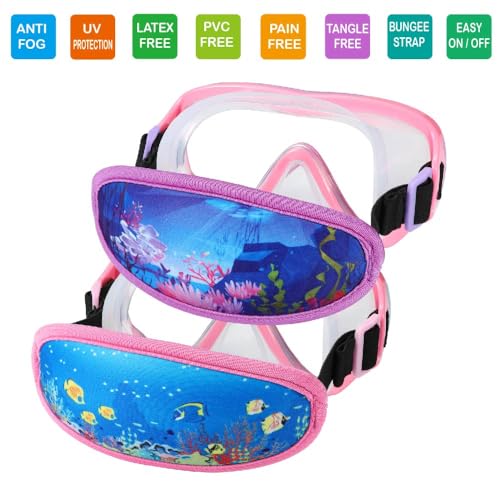 RUIGAO 2PK Goggles Kids 6-14, Diving Mask Neoprene Padded Strap，Water Goggles Do not Pull Hair - Image 2