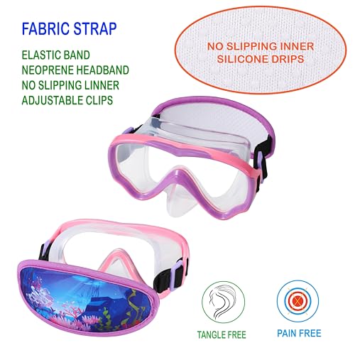 RUIGAO 2PK Goggles Kids 6-14, Diving Mask Neoprene Padded Strap，Water Goggles Do not Pull Hair - Image 4
