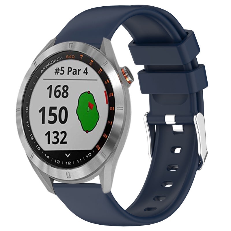 S-TOP For Garmin Approach S40 20mm Smooth Solid Color Silicone Watch Band(Midnight Blue) - Image 1