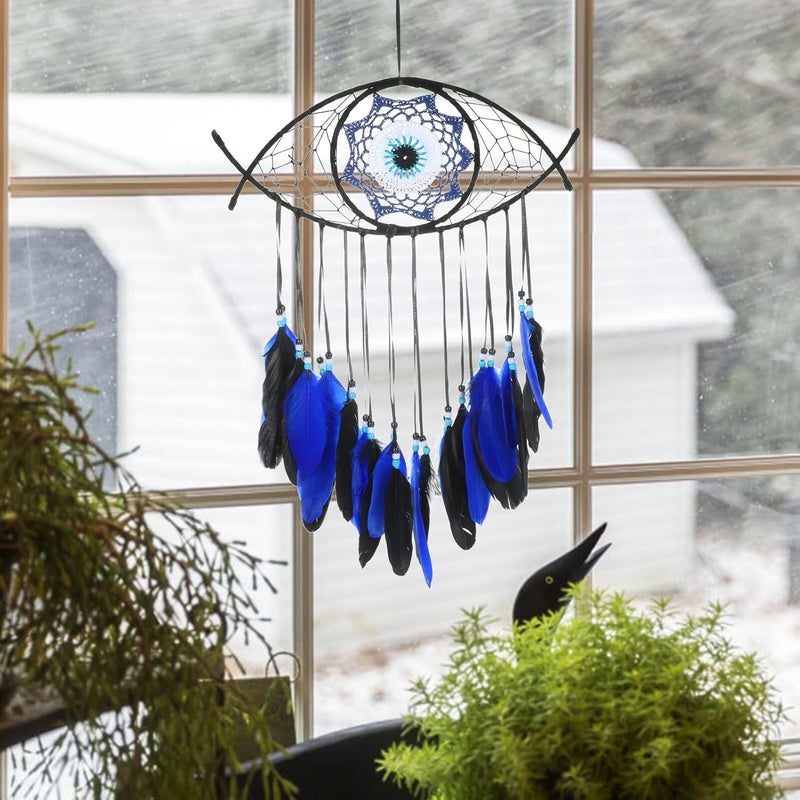 زينة جدارية على شكل صياد أحلام من نوع GALPADA Evil Eye Dreamcatcher، مناسبة لغرف النوم بأسلوب Boho السماوي - Image 5
