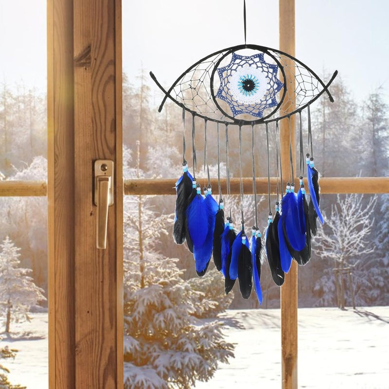 زينة جدارية على شكل صياد أحلام من نوع GALPADA Evil Eye Dreamcatcher، مناسبة لغرف النوم بأسلوب Boho السماوي - Image 4