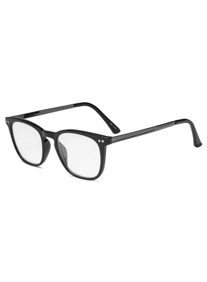 Eyekepper Readers Retro Square Plastic Frame Metal Arms Reading Glasses Black +3.5 - Image 1