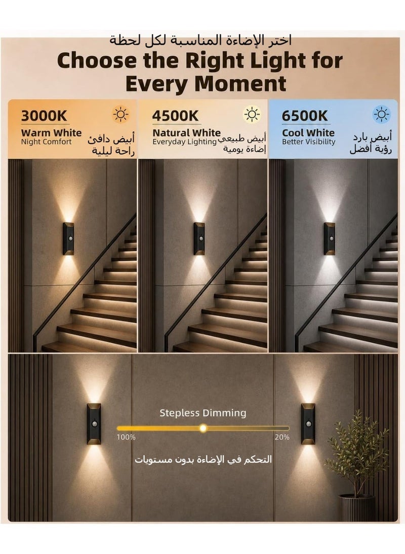 XICEN 2Pcs Motion Sensor Wall Light with Remote Control, Magnetic Mount,  Rechargeable Wall Sconce, 3 Color Temps, Dimmable, Timer, LED Indoor Wireless Wall Lamp for Hallway, Stair, Entryway, Living Room - Image 5
