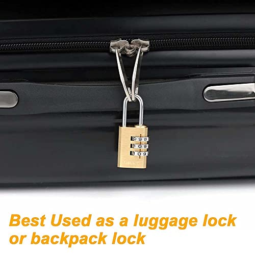 Volo 3 Digit Brass Re-Settable Combination Padlock/Password Lock/resettable Combination Lock for Travel Bags, Travel Lock. (3pcs) - Image 4