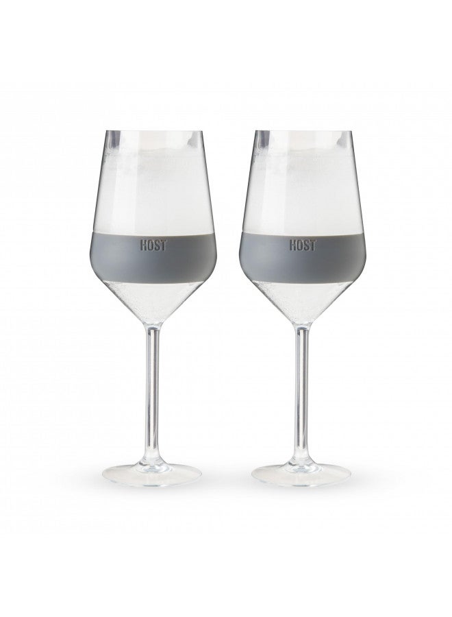Host Wine Freeze Double-Walled Stemmed Wine Glasses Freezer Cooling Cups with Active Cooling Gel and Insulated Silicone Grip, 6.5 Oz Plastic Tumblers, Gray, Set of 2 - Image 2