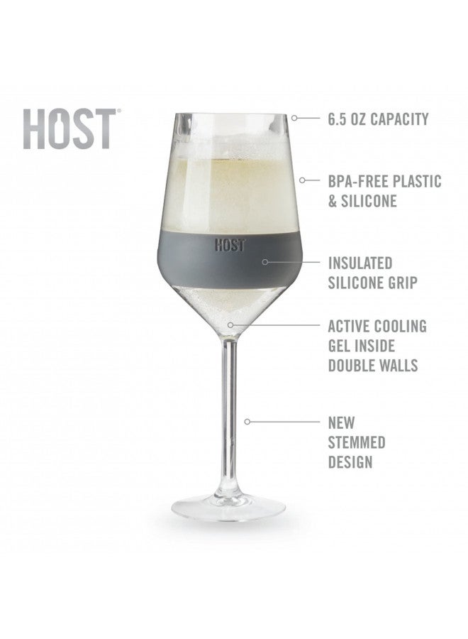 Host Wine Freeze Double-Walled Stemmed Wine Glasses Freezer Cooling Cups with Active Cooling Gel and Insulated Silicone Grip, 6.5 Oz Plastic Tumblers, Gray, Set of 2 - Image 3