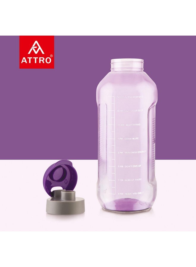 ATTRO Ultra Pro 2 Motivational 2L BPA-Free Water Bottle with Leak-Proof Flip-Top Cap, Nylon Strap and Stylish Color for Daily Hydration Violet, Plastic - Image 4