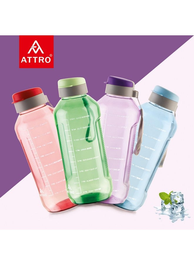 ATTRO Ultra Pro 2 Motivational 2L BPA-Free Water Bottle with Leak-Proof Flip-Top Cap, Nylon Strap and Stylish Color for Daily Hydration Violet, Plastic - Image 3