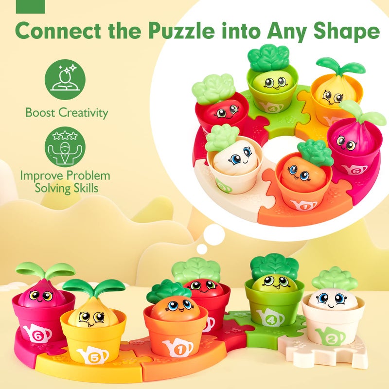 hahaland Montessori Toys for 1 Year Old Gifts - Puzzle & Garden Set - Color Sorting Stacking Daycare Learning Toys for Toddlers 1-3 - Image 4
