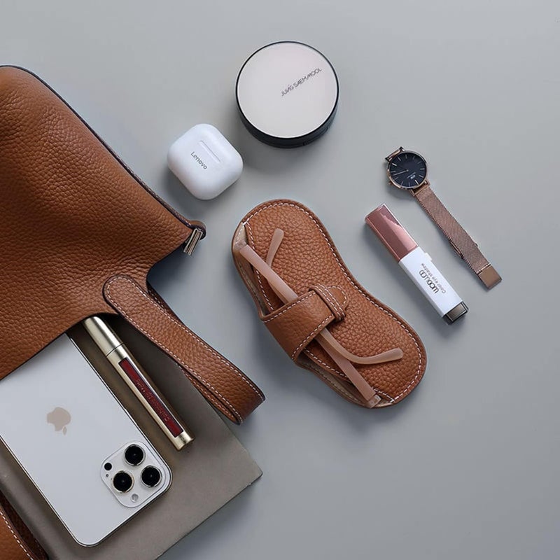 POSICHE Portable Eyeglass Case - Ultra-Fine Leather Soft & Protective Glasses Storage Bag - Image 5