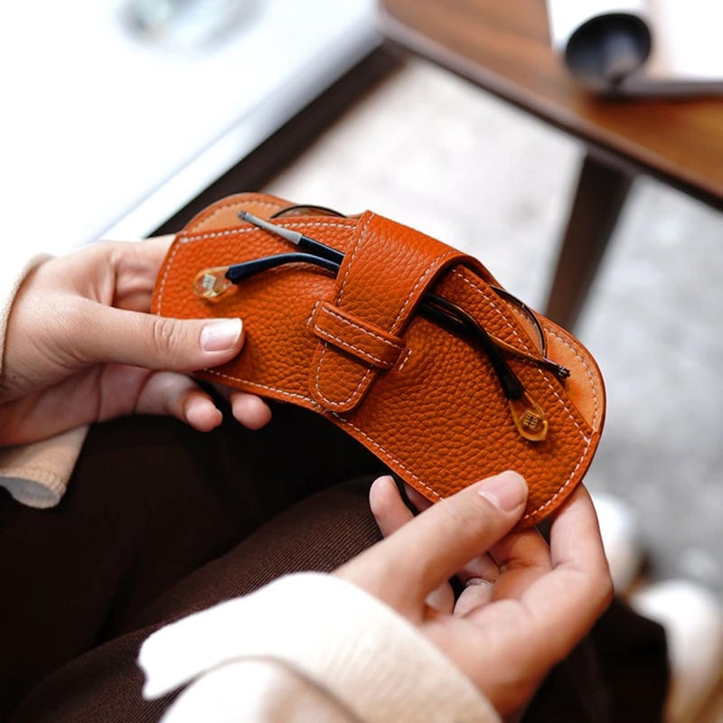 POSICHE Portable Eyeglass Case - Ultra-Fine Leather Soft & Protective Glasses Storage Bag - Image 3