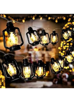 Beauenty 20 LED Black Lantern String Lights Mini Kerosene Lamp for Indoor Outdoor Patio Garden Holiday Home Ramadan Wedding Party  Tree New Year Decorations(Warm White Light)  - Image 1