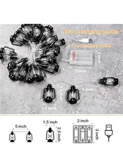 Beauenty 20 LED Black Lantern String Lights Mini Kerosene Lamp for Indoor Outdoor Patio Garden Holiday Home Ramadan Wedding Party  Tree New Year Decorations(Warm White Light)  - Image 5
